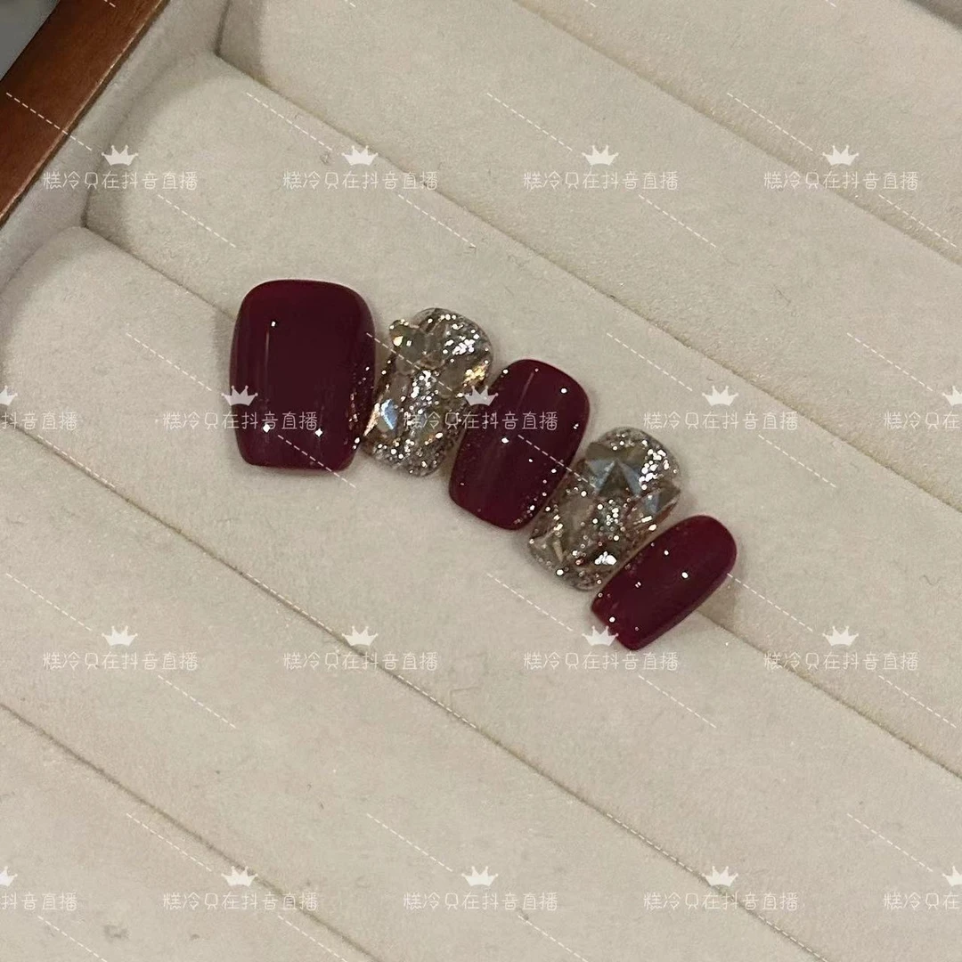 喜悦 纯手工定制穿戴甲香槟金光钻显白轻奢百搭可拆卸穿戴甲