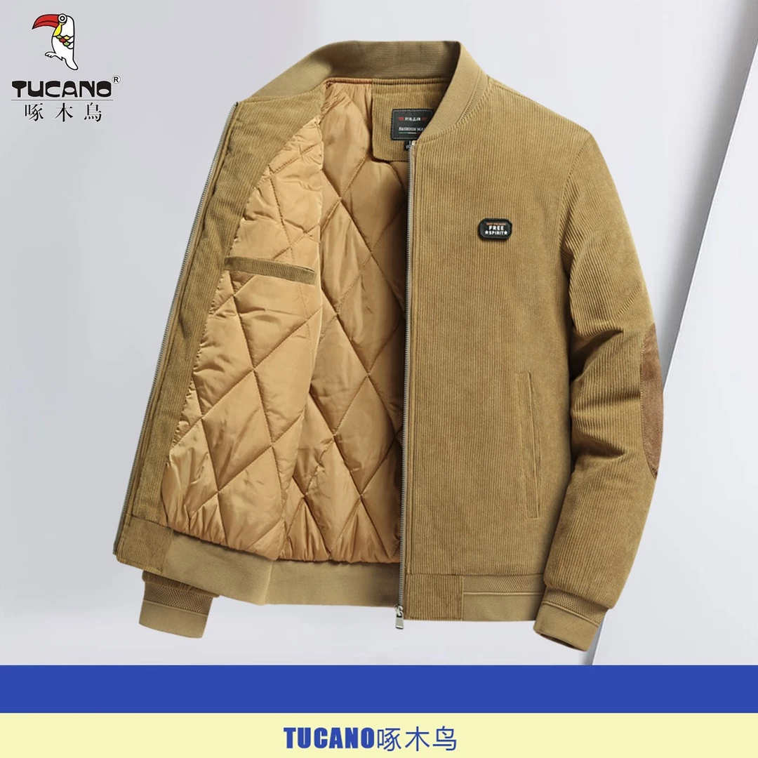 啄木鸟灯芯绒夹克外套男秋冬季新款棉服加厚保暖爸爸时尚休闲棉衣
