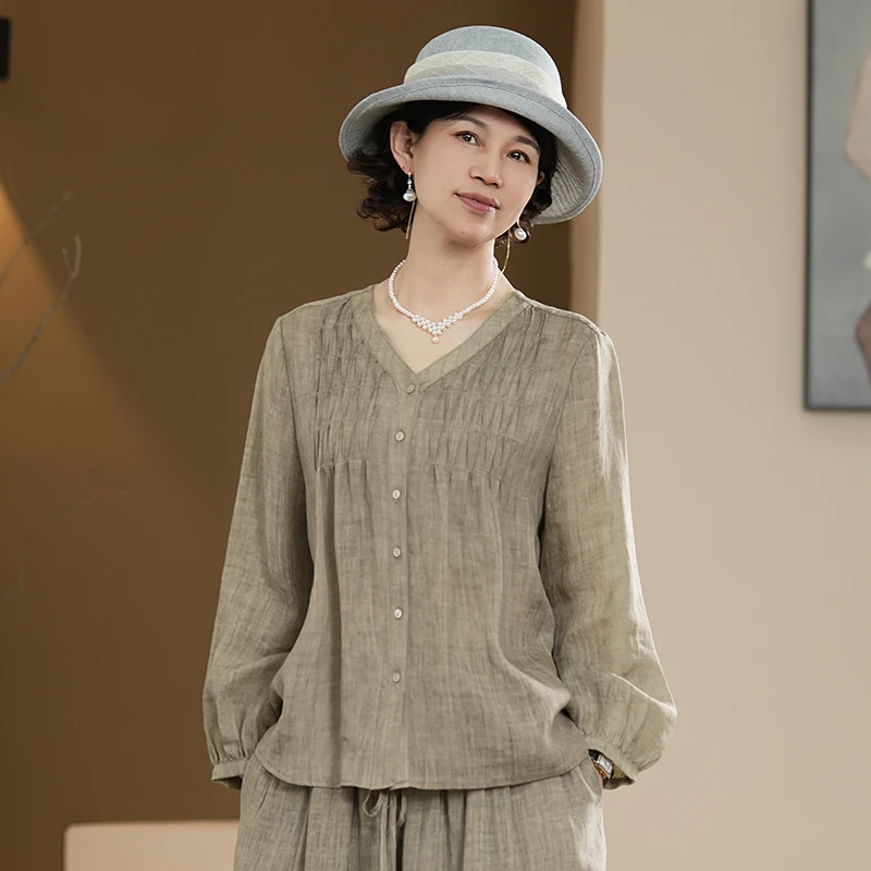 24010520V领长袖中老年妈妈装春夏秋上衣