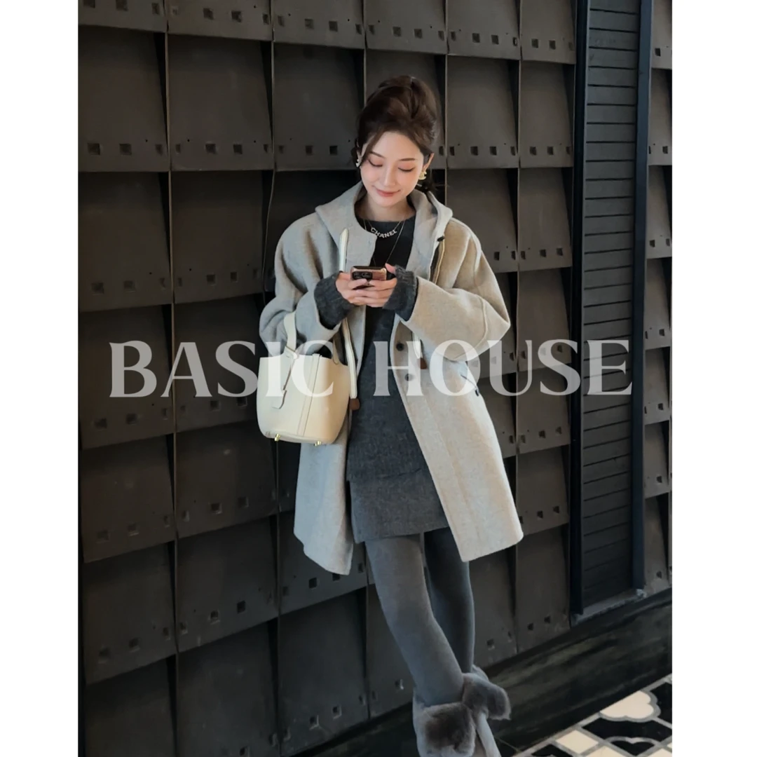 Basic House/百家好秋冬新款气质韩版百搭时尚毛呢大衣