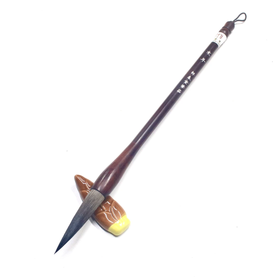 【末年】出锋5.5口径1.2 科檀木笔杆灰尾大楷毛笔