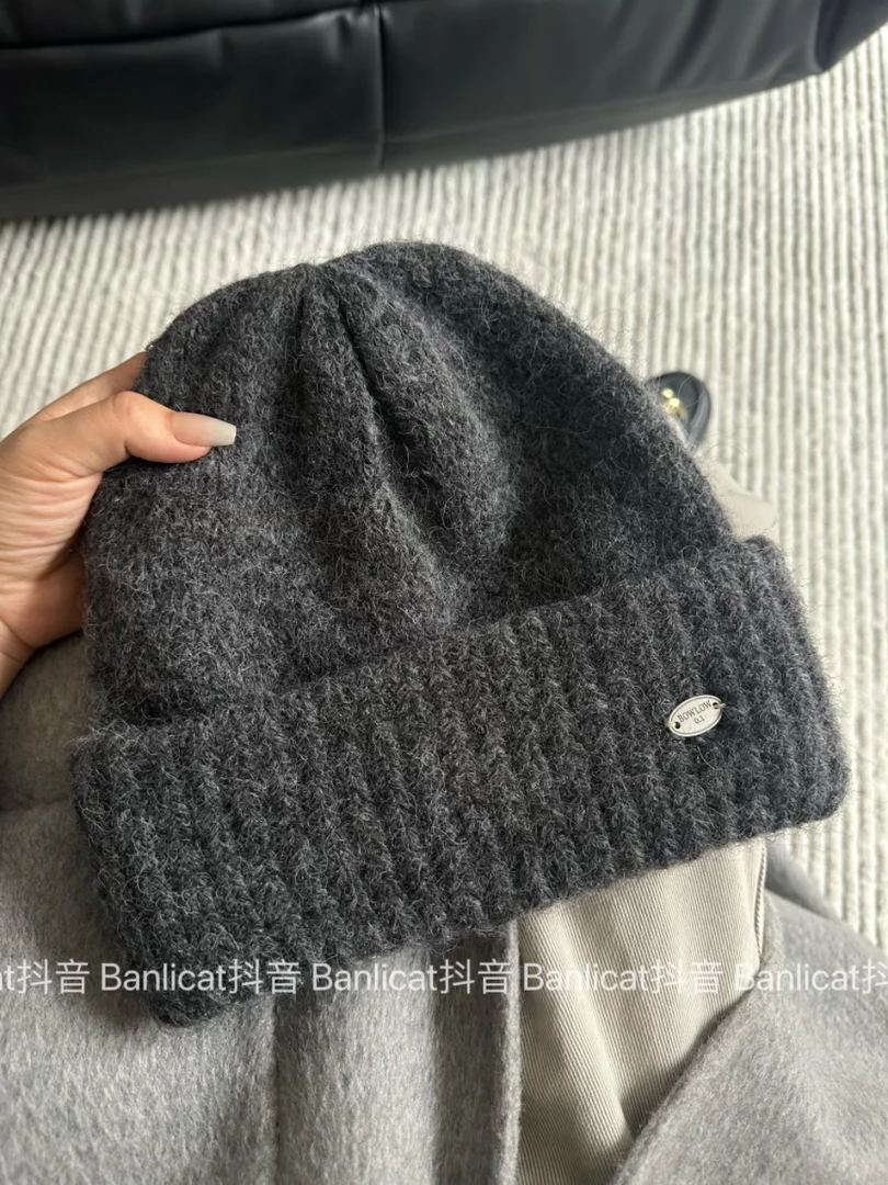 大版型显脸小双层毛线帽子男女百搭羊毛混纺针织帽秋冬保暖新品韩
