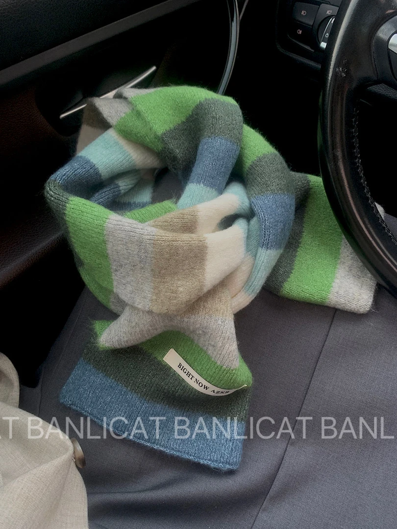 秋冬保暖新品 治愈彩虹显白小围巾男女 多巴胺韩系清新针织围脖