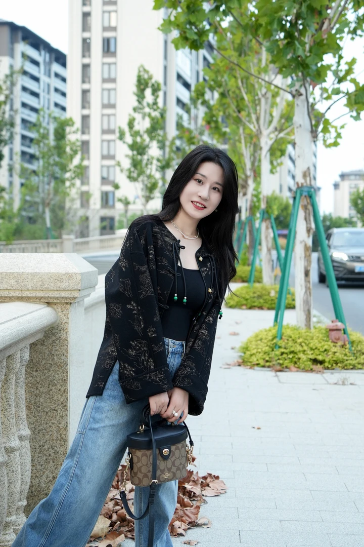 秋冬新款短款女士复古宽松印花羊毛双面呢短大衣外套9810