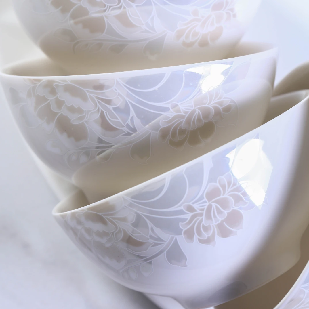 新号福利家用中式简约，景德镇4.5英寸高端陶瓷清雅名媛米饭碗10个