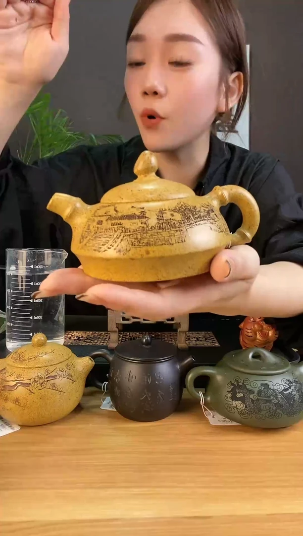 【闪购商品】紫砂茶壶实力派艺人高温柴烧江南春竹段半月 (婷)