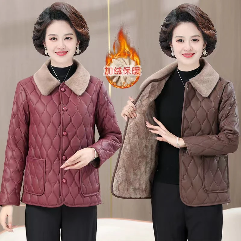 韩版百搭皮面免洗毛领时尚一体绒外套789聚万