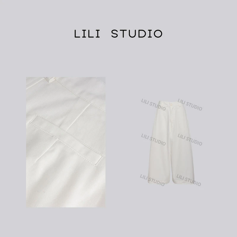 PCNY「栀子画卷」不理理秋季新款女装宽松阔腿休闲牛仔裤女