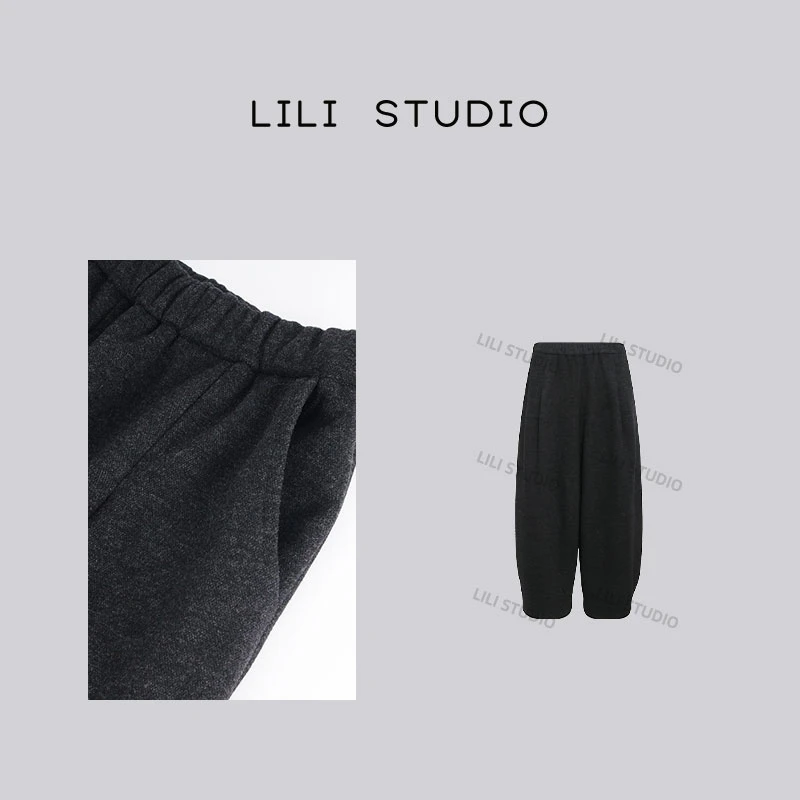 PCNY「不想脱」不理理秋季新款女装宽松松紧腰软糯休闲裤女