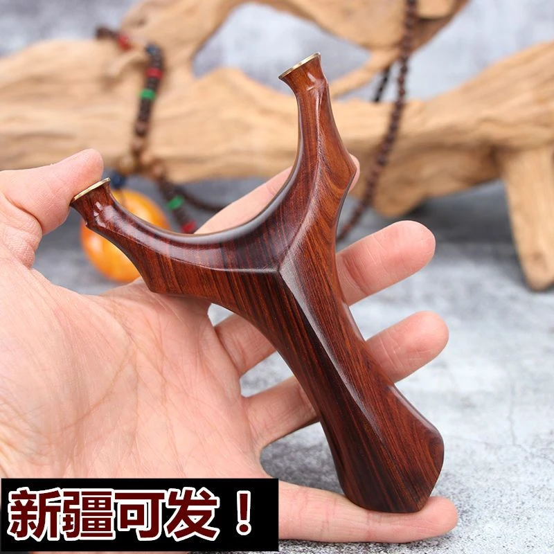 圆头实木质天罡高精度免邦弹弓玩具扁皮户外原木头质制反曲板手