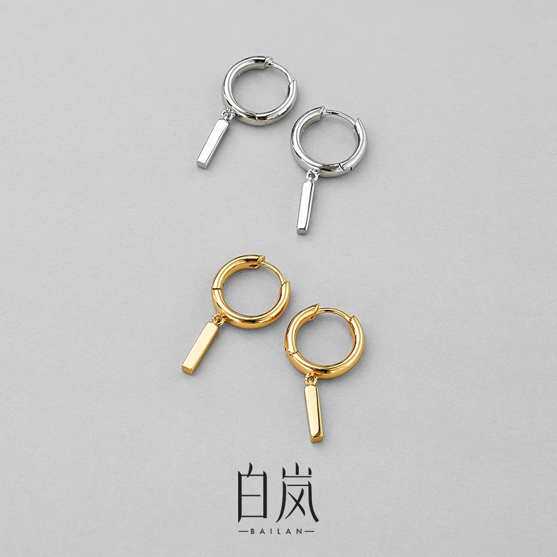 925银耳饰 白岚小银条耳环女S925银耳钉新款轻奢小众设计感ED2913