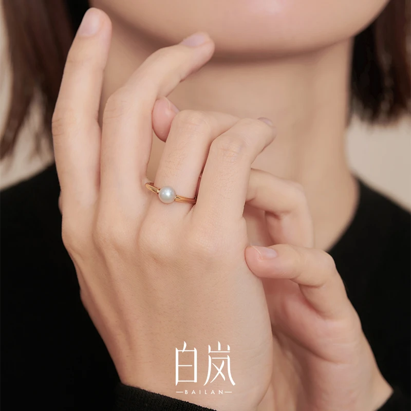 白岚akoya海水珍珠18k戒指女小众设计时尚新款潮轻奢珠宝KQL0061