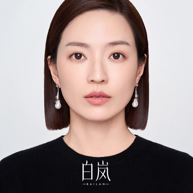 白岚马蹄莲珍珠耳坠女巴洛克耳钉轻奢优雅925银耳饰时尚ED4160