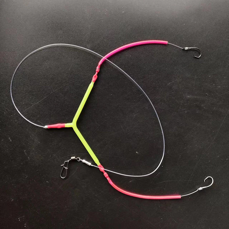 新款海钓白果子串钩钓组分叉双钩仕挂船钓鹰嘴钩防缠绕黄三线组