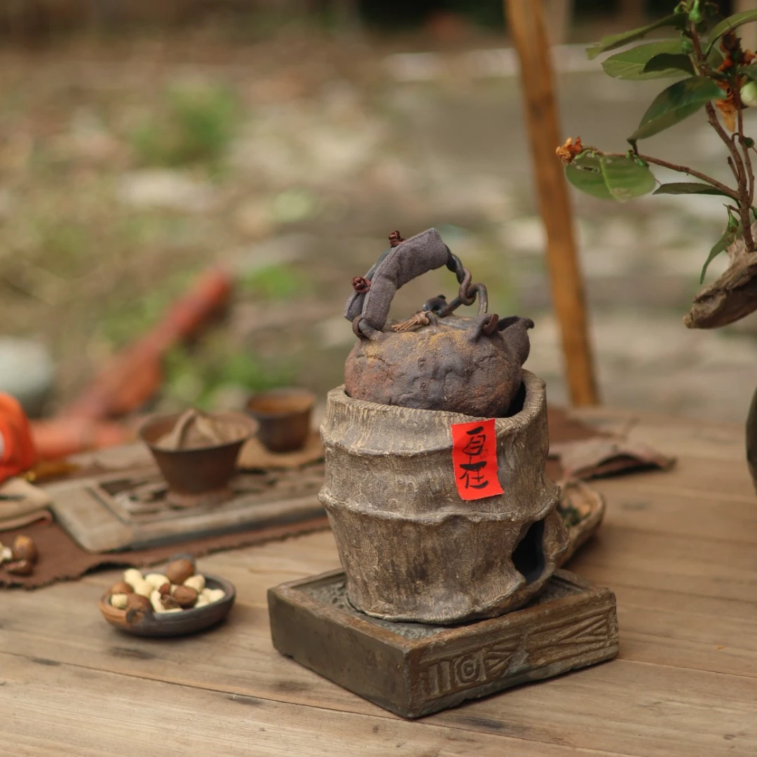 【柿间浅憩】手工竹节炉子+壶套组