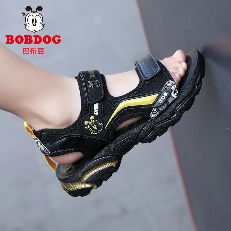 巴布豆童鞋儿童凉鞋2024夏季6-12岁潮款软底防滑露趾男童沙滩鞋