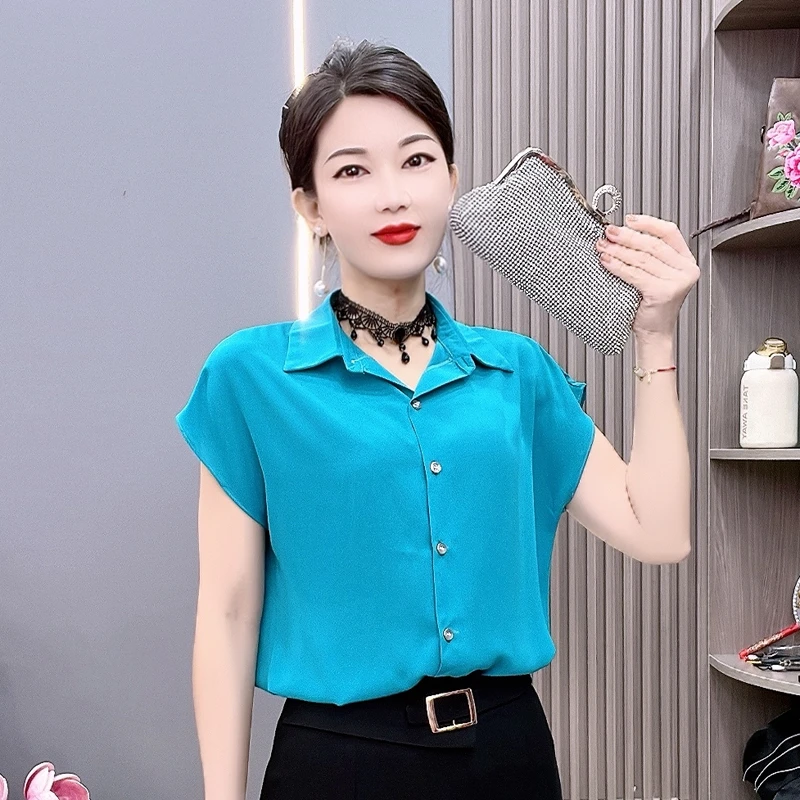 611款纯色时尚洋气衬衣气质百搭女士夏季小众设计感显瘦