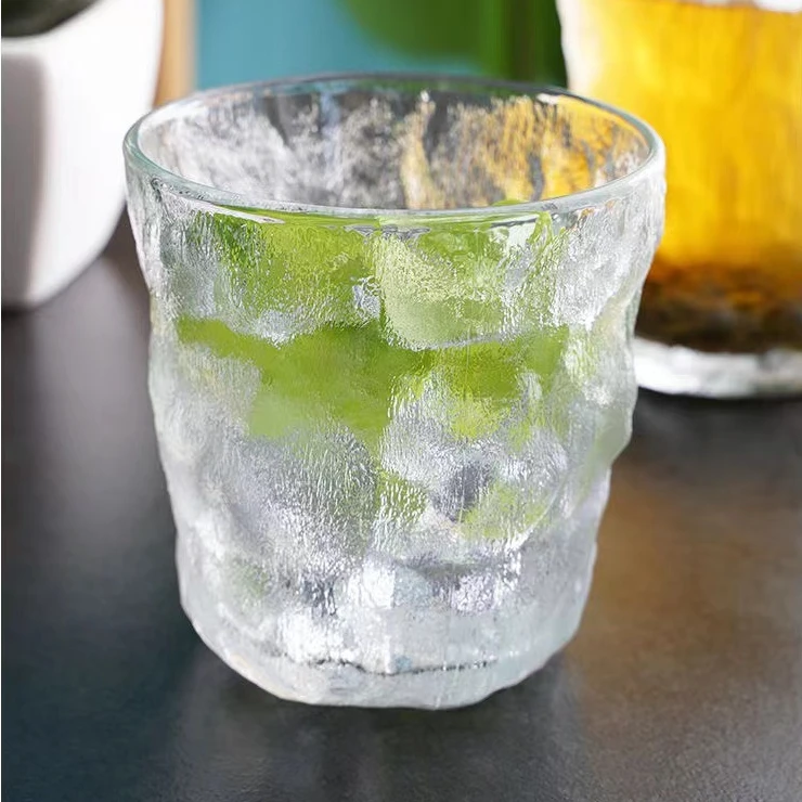 冰川纹玻璃杯高颜值水杯果汁饮料杯子女ins风树纹咖啡杯啤酒杯男