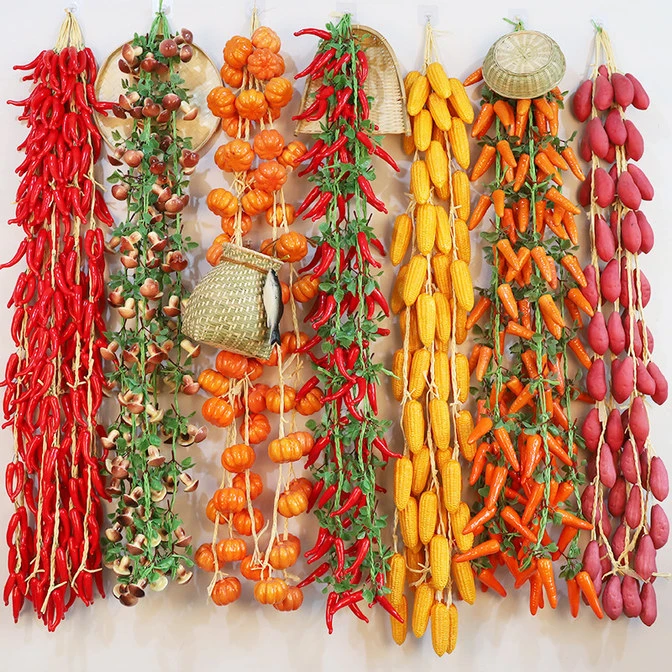 仿真水果蔬菜挂件玉米大蒜串农家乐墙壁农作物装饰道具