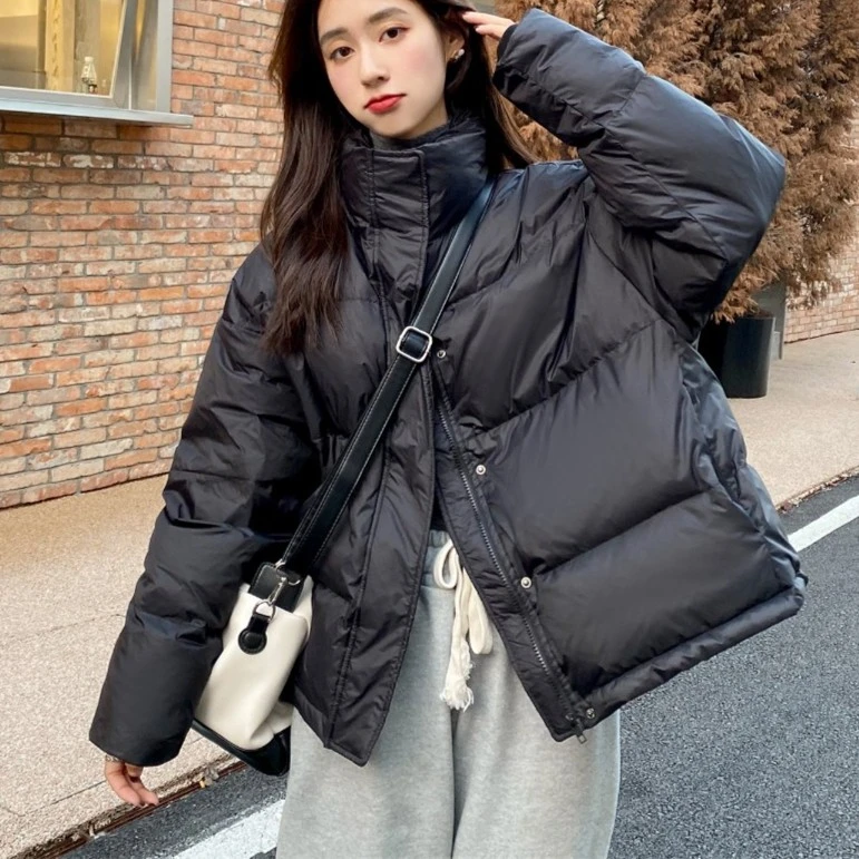 反季清仓特价国标羽绒服女装短款百搭面包服加厚冬季立领宽松ins