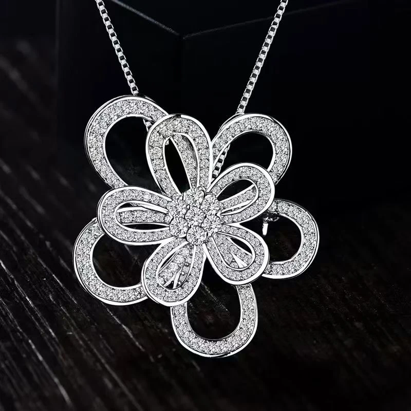 钛钢项链 五瓣花朵项链轻奢小众女高级设计感爆款锁骨链X