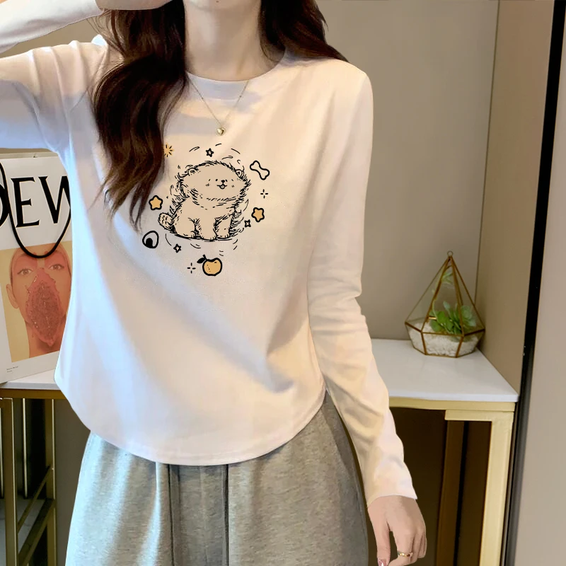 长袖T恤女春秋修身显瘦不规则设计感小个子内搭打底别致小众上衣