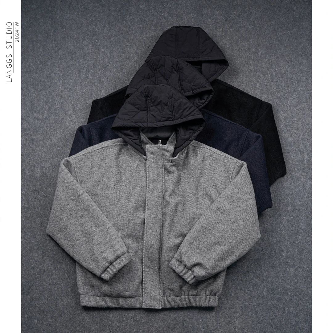 LANGGS&浪叔 红人上新冬季肌理感连帽休闲百搭保暖夹克-FW44113