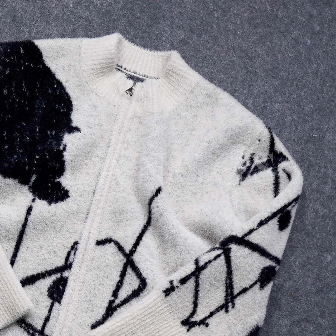 LANGGS&浪叔 红人上新秋季提花针织衫男女同款开衫外套-FW4420