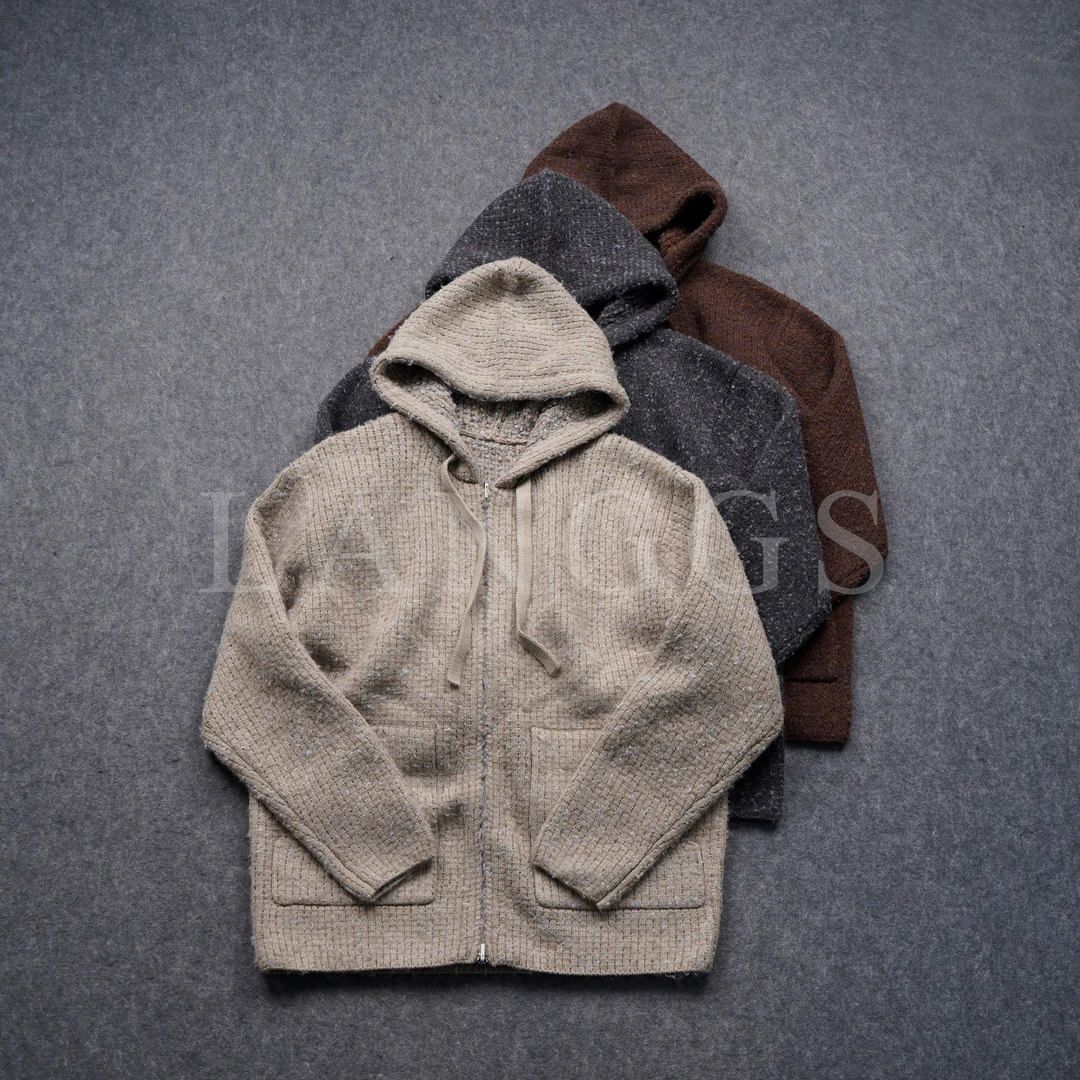 LANGGS&浪叔 秋冬季开衫连帽外套新款保暖卫衣针织毛衣-FW4492