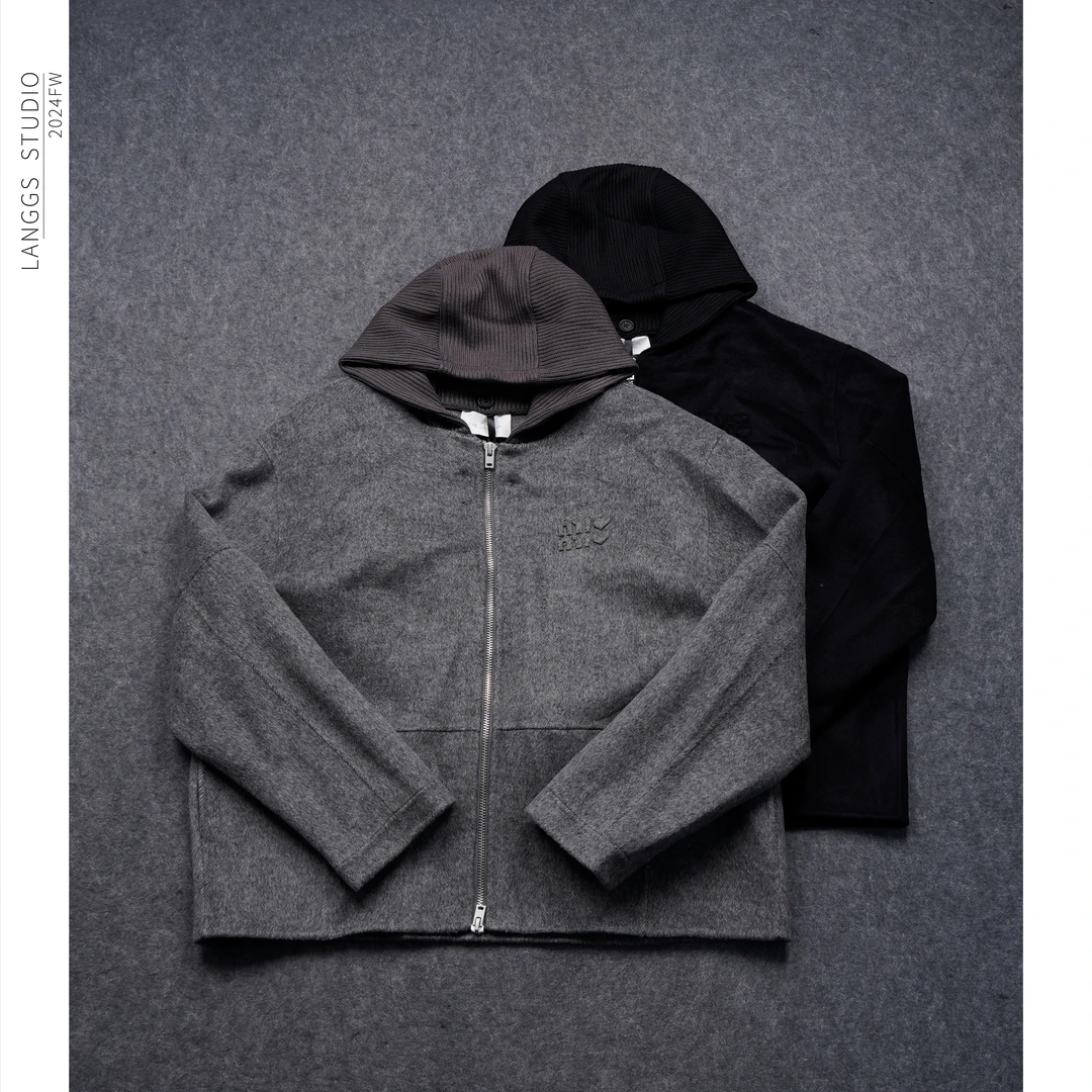 LANGGS&浪叔 miu系秋冬休闲毛呢短款夹克外套-24SY071