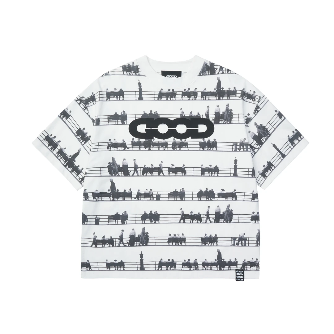 GOODBRAND 24春夏 主线人间系列Music of people满印音符T恤 白色