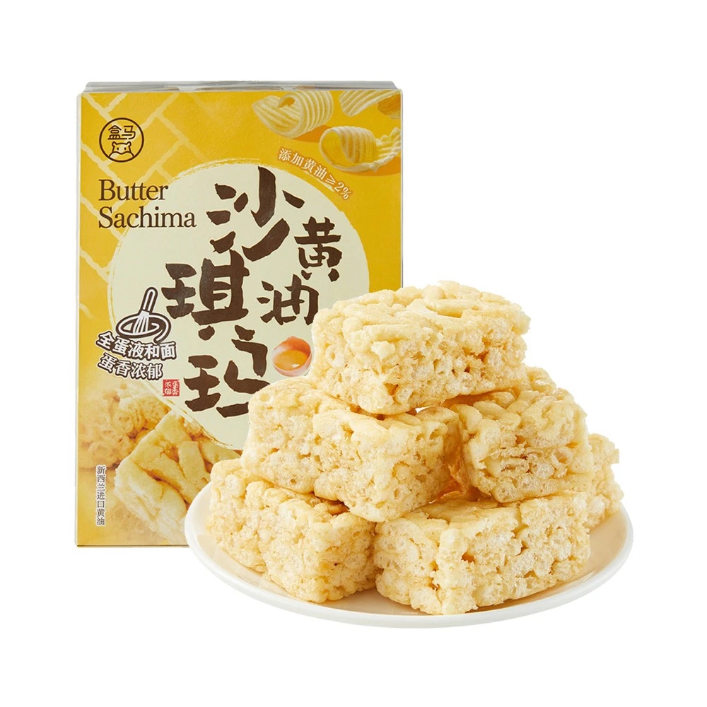 盒马黄油沙琪玛458g全蛋液小麦粉黄油恒温发酵色泽金黄独立包装