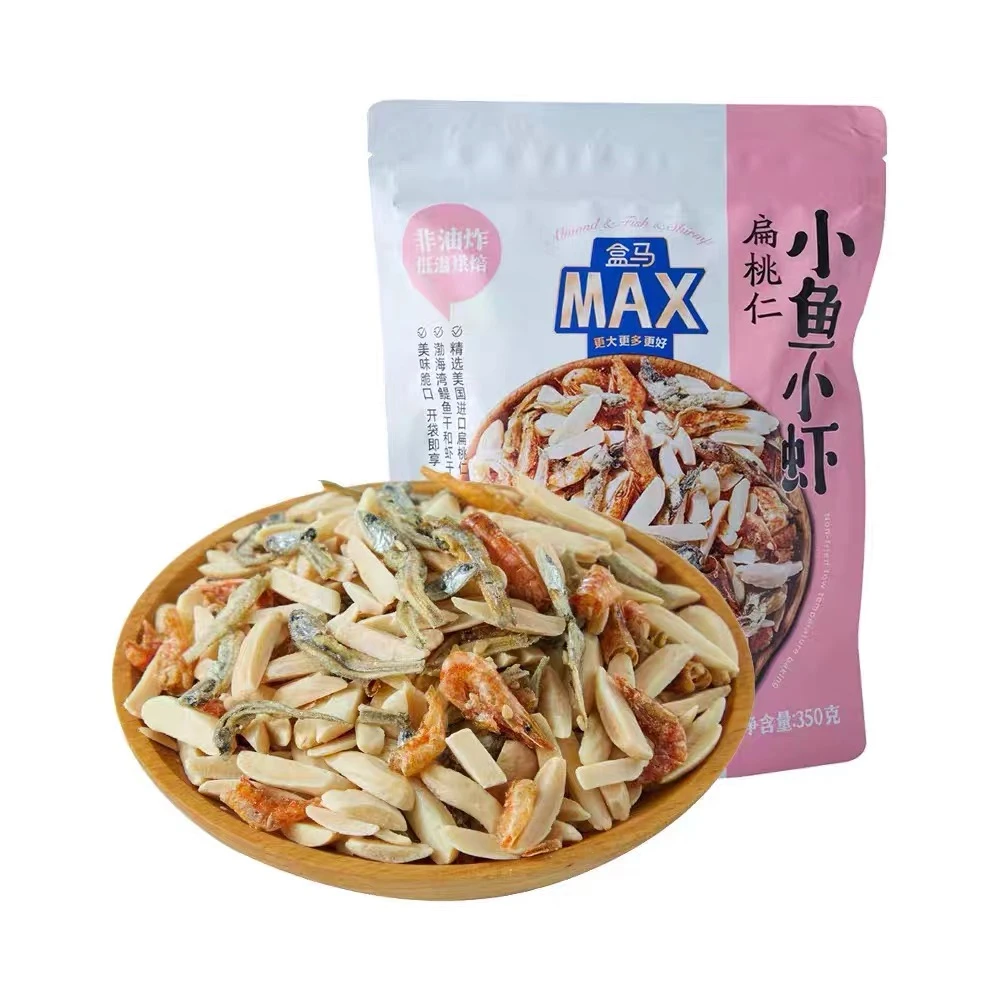 盒马扁桃仁小鱼小虾350g巴旦木小鱼干坚果杏仁非油炸低温烘焙包邮