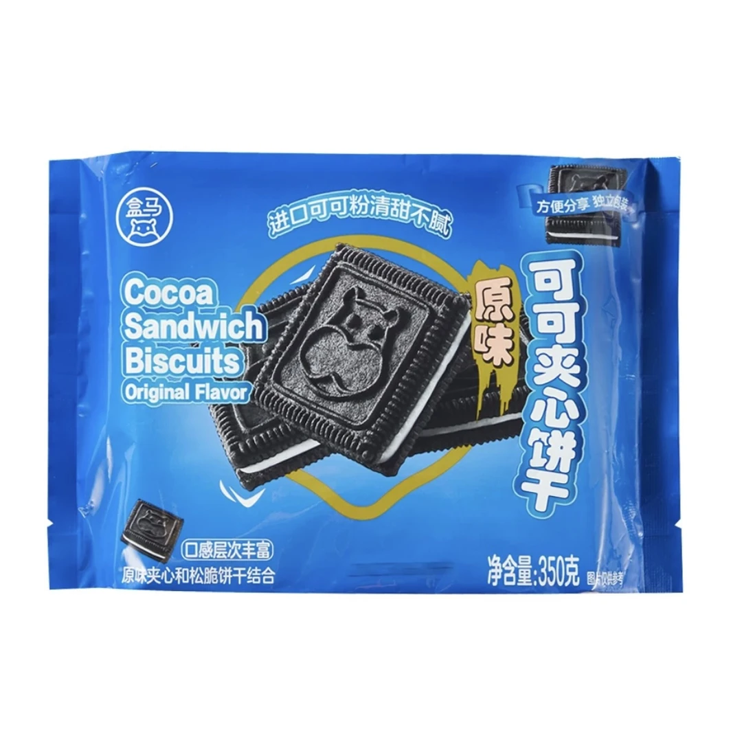盒马原味可可夹心饼干350g盒马卡通造型进口可可粉清甜不腻包邮