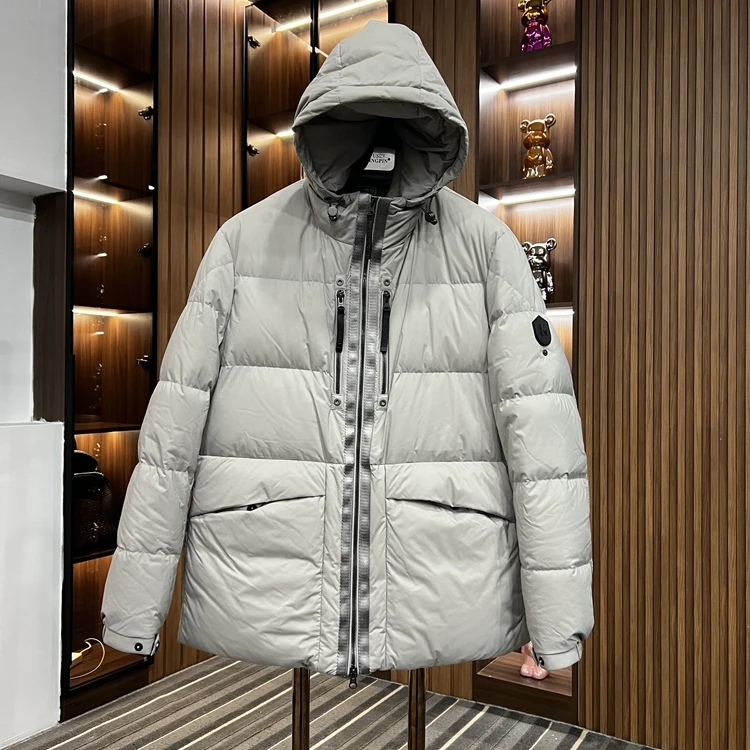 【粉丝浮力】连帽款加厚保暖水貂内胆白鹅绒羽绒服男士外套冬