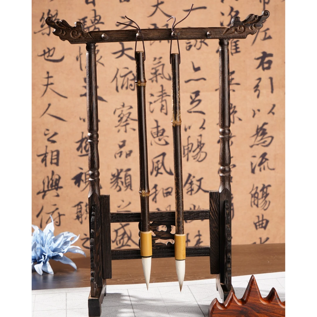 【华年】紫竹节套黄竹笔斗狼羊兼毫毛笔出峰4.0口径1.0