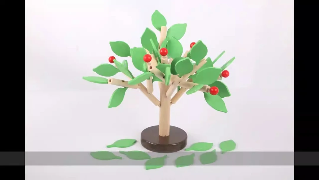 蒙氏早教教具儿童拼插树叶积木质动手蒙台梭利教育幼儿园玩具3岁