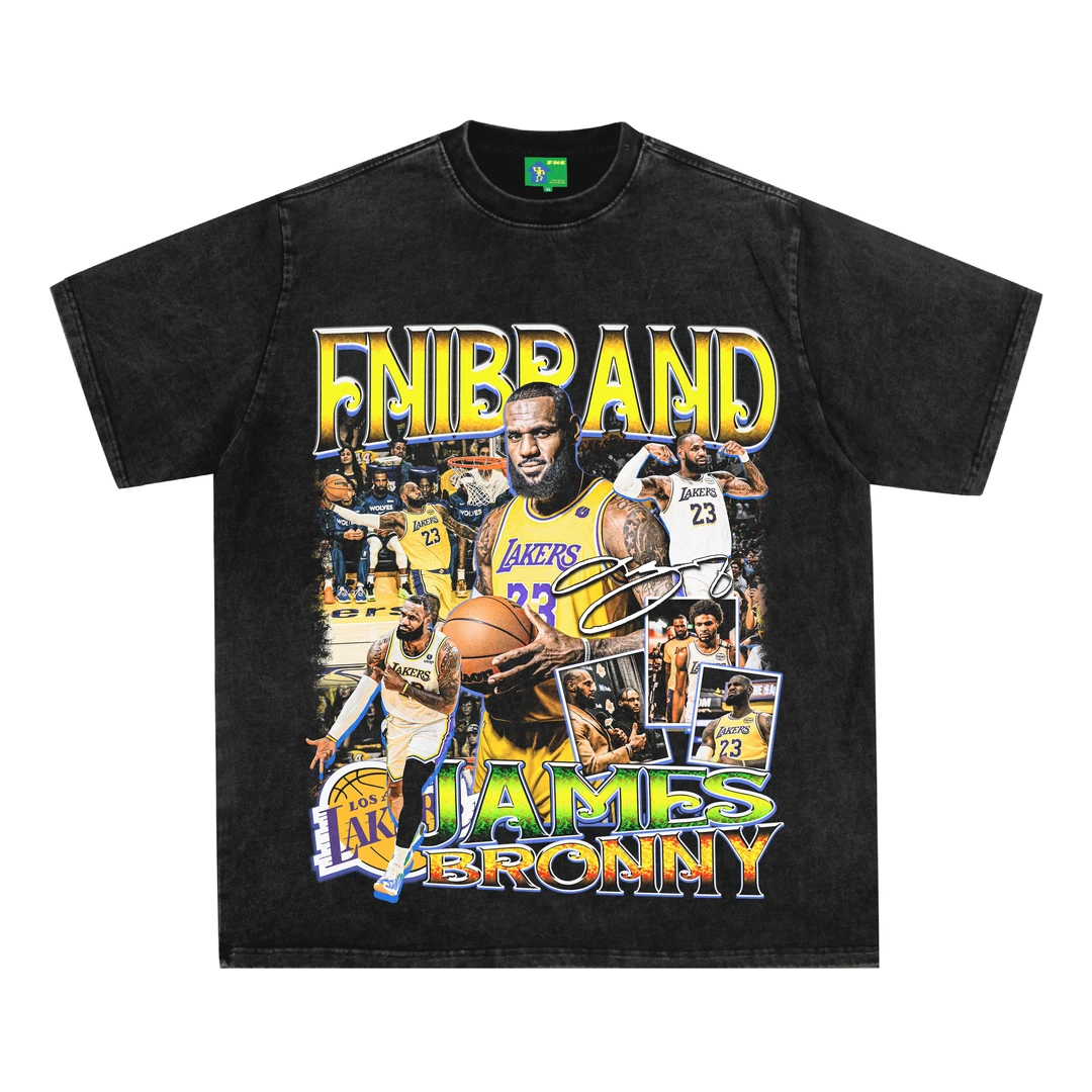 <FNIFNI>-詹姆斯-男女同款t恤美式纯棉夏季短袖上衣国潮新款