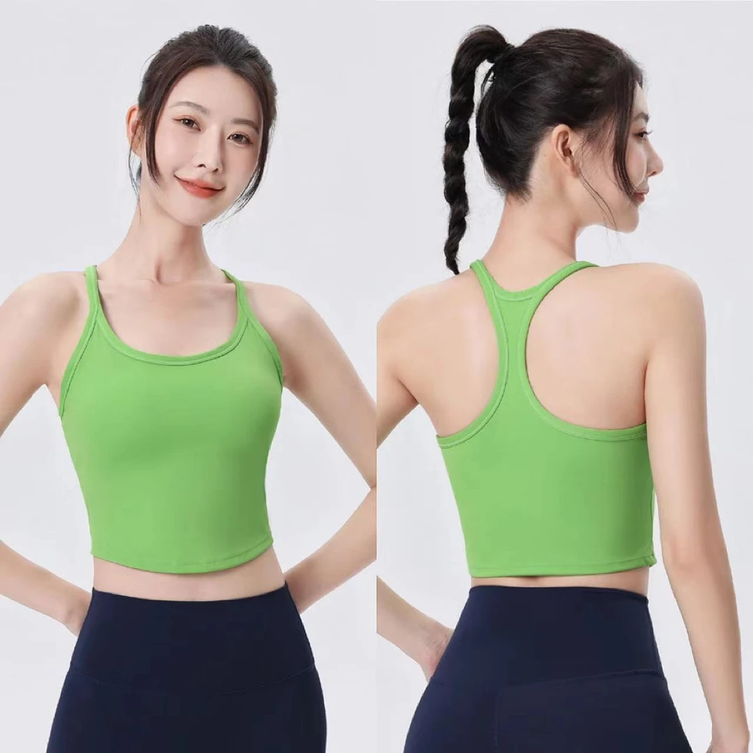 瑜伽背心女运动专业一体杯瑜伽服上衣可外穿美背健身速干服