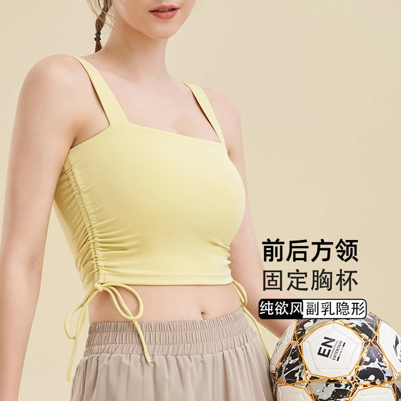 新款夏季细肩带美背女纯欲风运动背心防震跑步瑜伽健身服运动美背