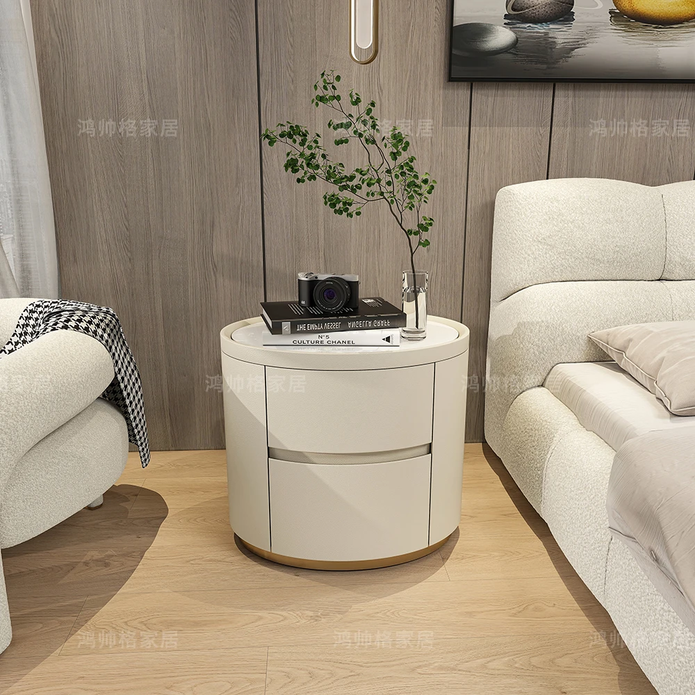 鸿帅格意式设计轻奢椭圆形现代简约收纳床头柜