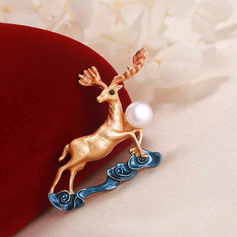 OLIVEIRA 非金属胸针 【大帅推荐】时尚金色小鹿胸针 C8-6674