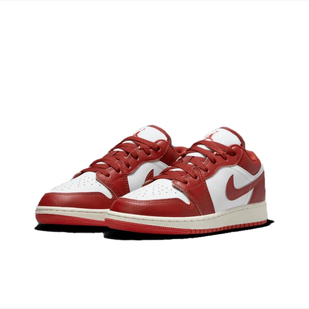 耐克 AirJordan1LowAJ1 GS沙丘红女款红白复古休闲板鞋FJ3465-160