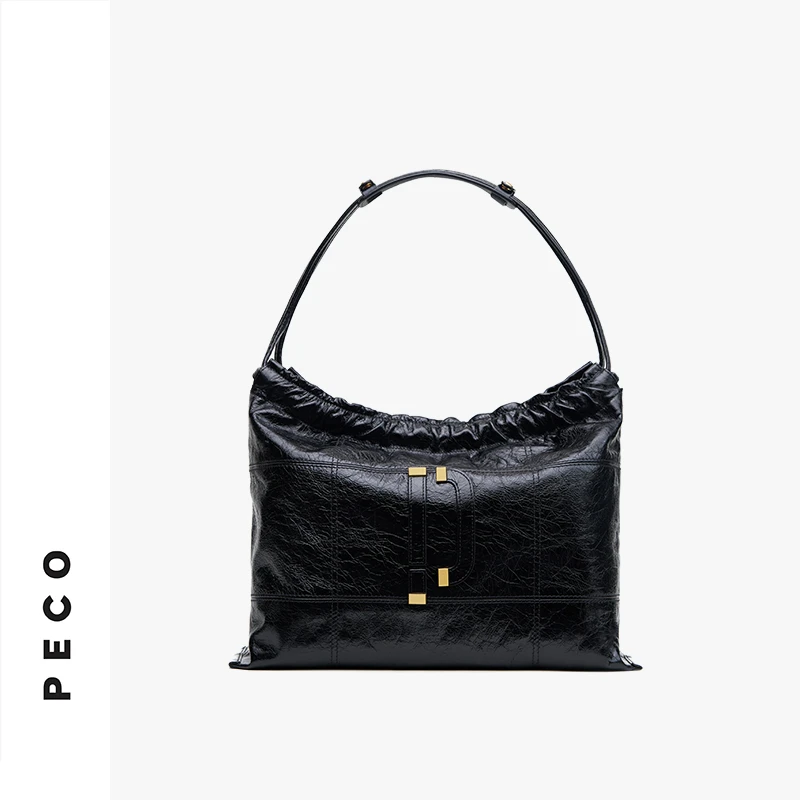 peco独立设计925UNI系列hobo横款软托特包单肩大容量牛皮休闲通勤