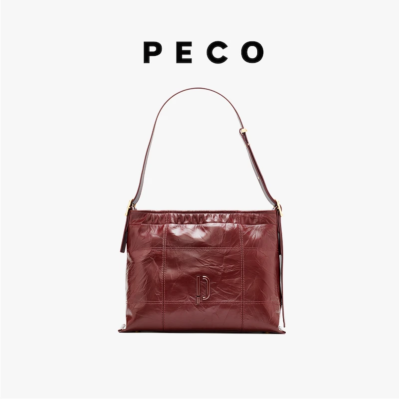 PECO952大hobo单肩褶皱软皮斜挎大容量小众托特包百搭时尚