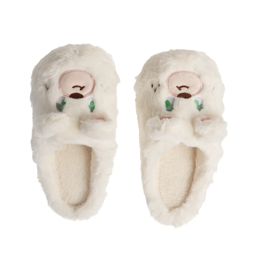 可爱熊熊儿童棉拖(白色，33-34码)