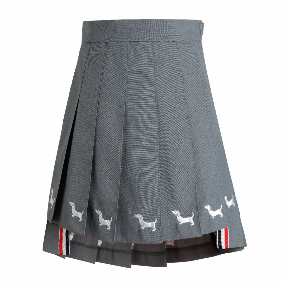 【汤姆】女款-春夏季经典四道杠条纹羊毛高腰显瘦防走光小狗短裙