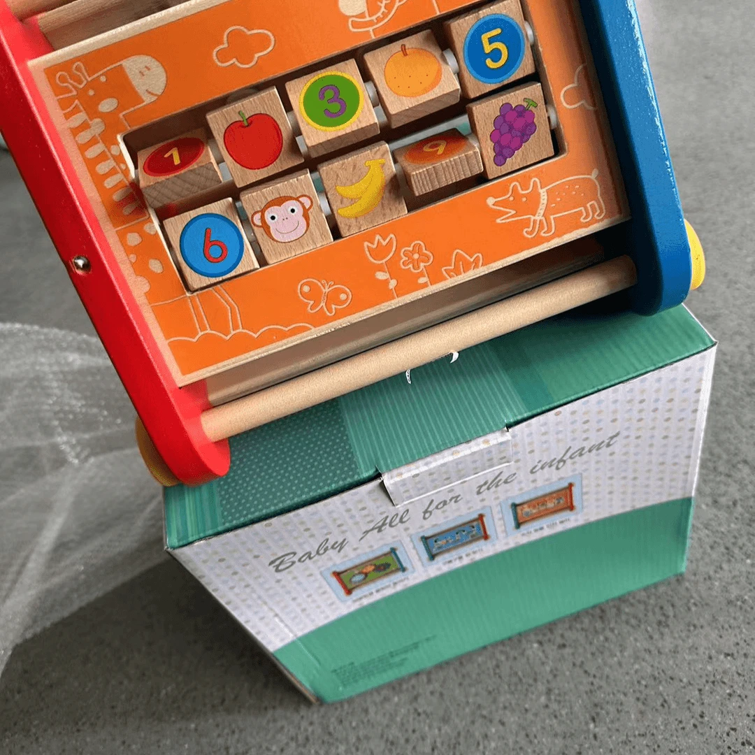 出口韩国大三角多功能翻牌架木制儿童早教玩具