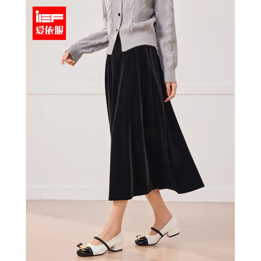 IEF/爱依服【DNA系列】2025秋季新款法式气质高级感天鹅绒单裙
