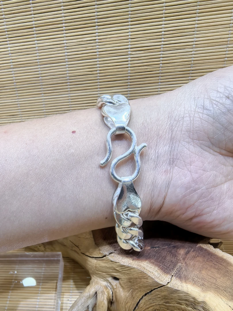 足银银制品 段银匠足银999手工坦克链手链男款女款手链中号